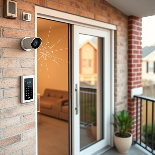 glass break sensor on sliding door,security keypad on modern apartment wall,smart video doorbell on suburban porch,ai security camera scanning for movement,home monitoring control room with multiple screens,wireless doorbell with camera on brick home