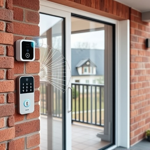 glass break sensor on sliding door,security keypad on modern apartment wall,smart video doorbell on suburban porch,ai security camera scanning for movement,home monitoring control room with multiple screens,wireless doorbell with camera on brick home