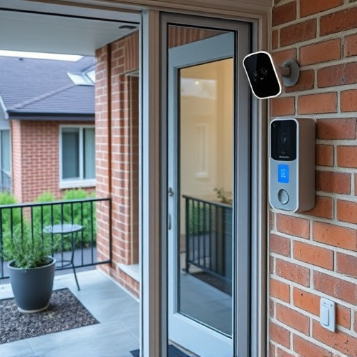 glass break sensor on sliding door,security keypad on modern apartment wall,smart video doorbell on suburban porch,ai security camera scanning for movement,home monitoring control room with multiple screens,wireless doorbell with camera on brick home