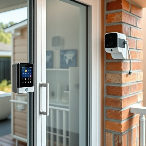 glass break sensor on sliding door,security keypad on modern apartment wall,smart video doorbell on suburban porch,ai security camera scanning for movement,home monitoring control room with multiple screens,wireless doorbell with camera on brick home