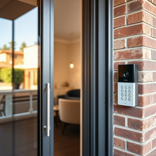 glass break sensor on sliding door,security keypad on modern apartment wall,smart video doorbell on suburban porch,ai security camera scanning for movement,home monitoring control room with multiple screens,wireless doorbell with camera on brick home