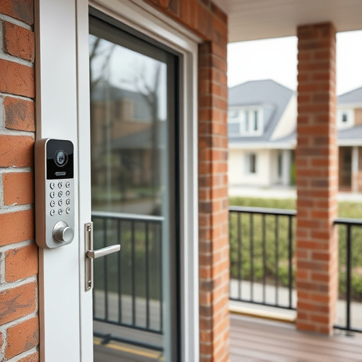 glass break sensor on sliding door,security keypad on modern apartment wall,smart video doorbell on suburban porch,ai security camera scanning for movement,home monitoring control room with multiple screens,wireless doorbell with camera on brick home
