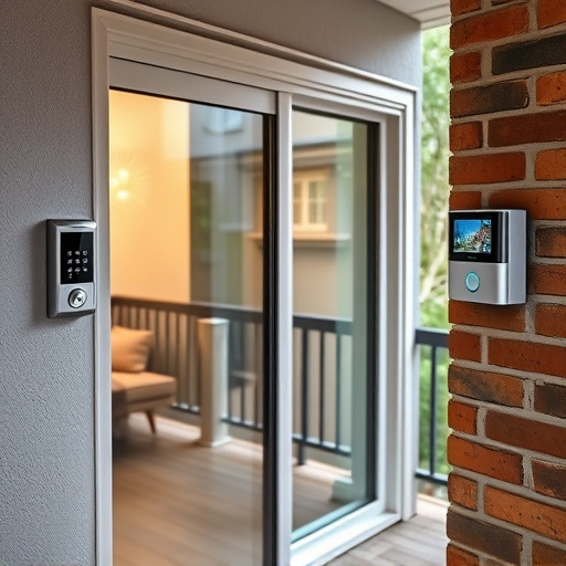 glass break sensor on sliding door,security keypad on modern apartment wall,smart video doorbell on suburban porch,ai security camera scanning for movement,home monitoring control room with multiple screens,wireless doorbell with camera on brick home