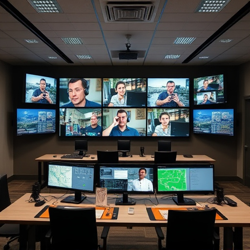 home monitoring control room with multiple screens