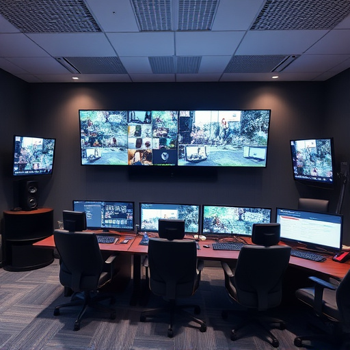 home monitoring control room with multiple screens