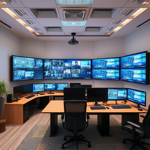 home monitoring control room with multiple screens