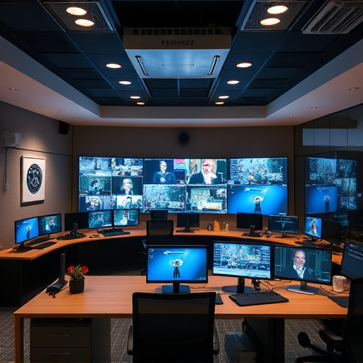 home monitoring control room with multiple screens