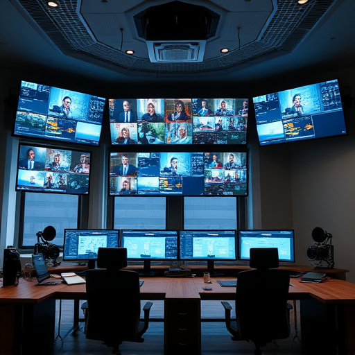 home monitoring control room with multiple screens