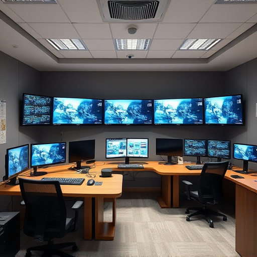 home monitoring control room with multiple screens