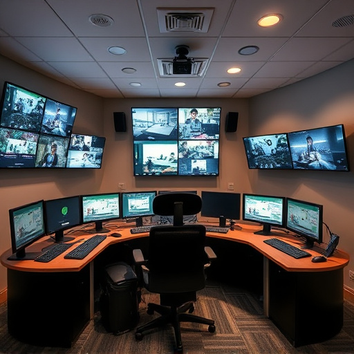 home monitoring control room with multiple screens