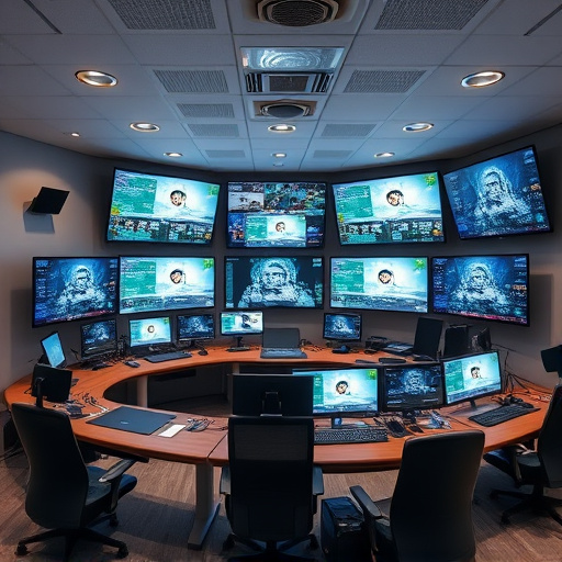 home monitoring control room with multiple screens