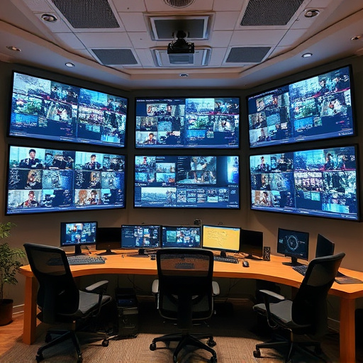 home monitoring control room with multiple screens