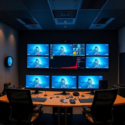 home monitoring control room with multiple screens