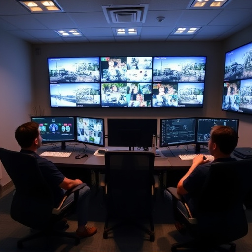 home monitoring control room with multiple screens