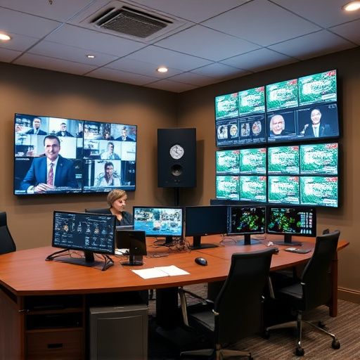 home monitoring control room with multiple screens