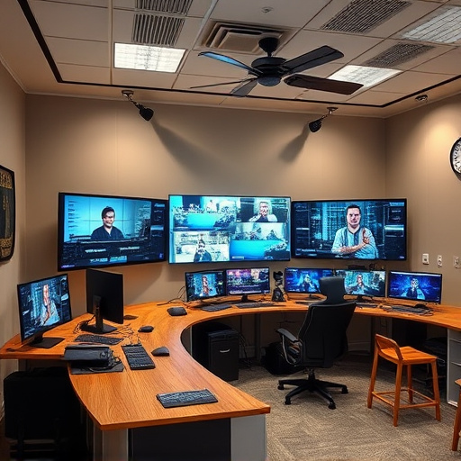 home monitoring control room with multiple screens