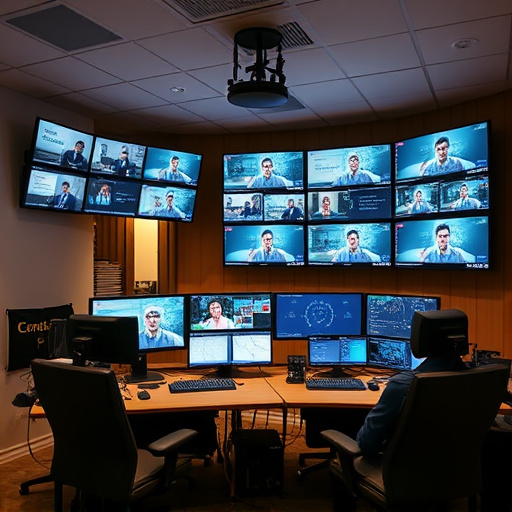 home monitoring control room with multiple screens