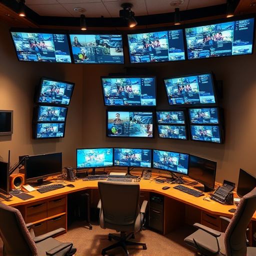 home monitoring control room with multiple screens