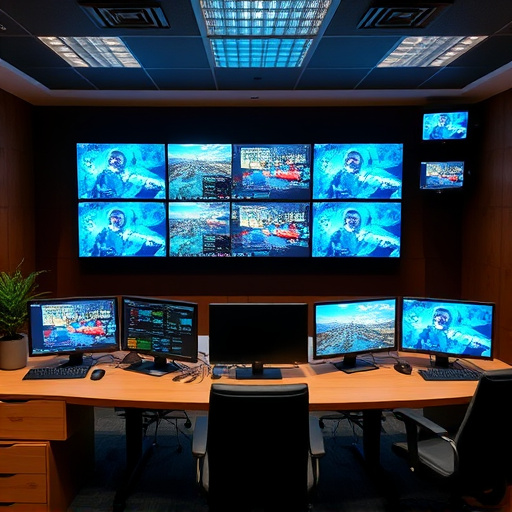 home monitoring control room with multiple screens