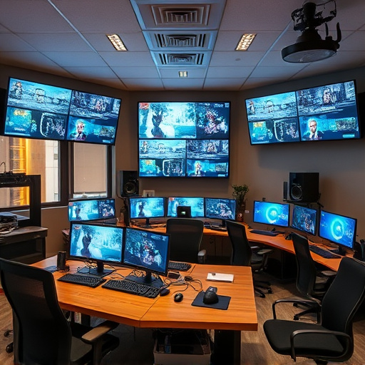home monitoring control room with multiple screens