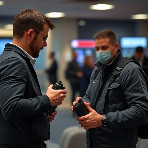 man checking legal travel restrictions for safety gear,safe carrying methods for legal defense products,person researching personal safety laws online,attorney advising client on pepper spray laws,legal notice on taser product packaging