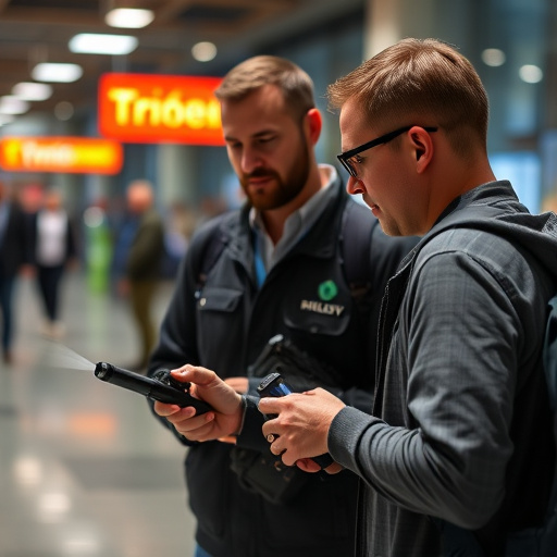 man checking legal travel restrictions for safety gear,safe carrying methods for legal defense products,person researching personal safety laws online,attorney advising client on pepper spray laws,legal notice on taser product packaging
