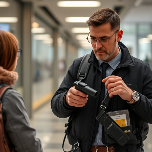 man checking legal travel restrictions for safety gear,safe carrying methods for legal defense products,person researching personal safety laws online,attorney advising client on pepper spray laws,legal notice on taser product packaging
