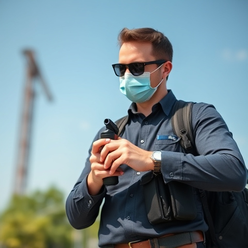 man checking legal travel restrictions for safety gear,safe carrying methods for legal defense products,person researching personal safety laws online,attorney advising client on pepper spray laws,legal notice on taser product packaging