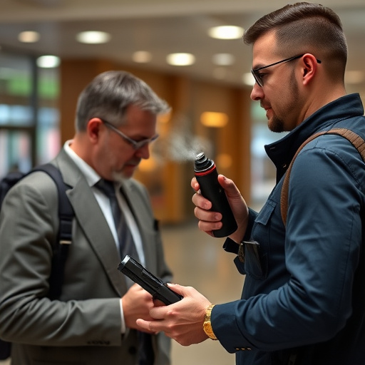 man checking legal travel restrictions for safety gear,safe carrying methods for legal defense products,person researching personal safety laws online,attorney advising client on pepper spray laws,legal notice on taser product packaging
