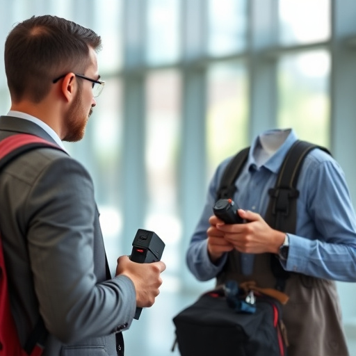 man checking legal travel restrictions for safety gear,safe carrying methods for legal defense products,person researching personal safety laws online,attorney advising client on pepper spray laws,legal notice on taser product packaging