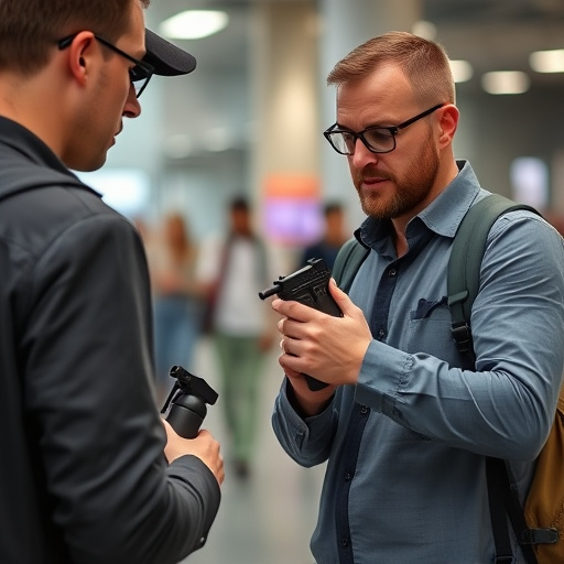 man checking legal travel restrictions for safety gear,safe carrying methods for legal defense products,person researching personal safety laws online,attorney advising client on pepper spray laws,legal notice on taser product packaging