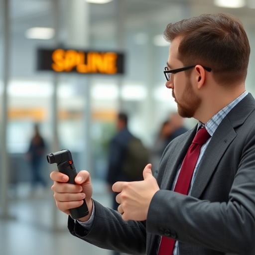 man checking legal travel restrictions for safety gear,safe carrying methods for legal defense products,person researching personal safety laws online,attorney advising client on pepper spray laws,legal notice on taser product packaging