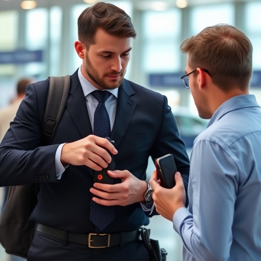 man checking legal travel restrictions for safety gear,safe carrying methods for legal defense products,person researching personal safety laws online,attorney advising client on pepper spray laws,legal notice on taser product packaging