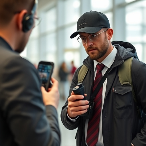 man checking legal travel restrictions for safety gear,safe carrying methods for legal defense products,person researching personal safety laws online,attorney advising client on pepper spray laws,legal notice on taser product packaging