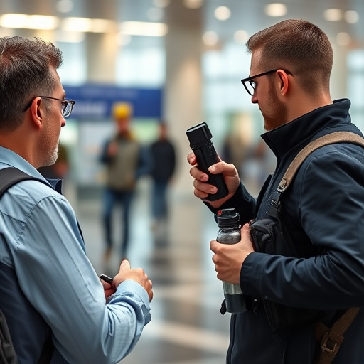 man checking legal travel restrictions for safety gear,safe carrying methods for legal defense products,person researching personal safety laws online,attorney advising client on pepper spray laws,legal notice on taser product packaging