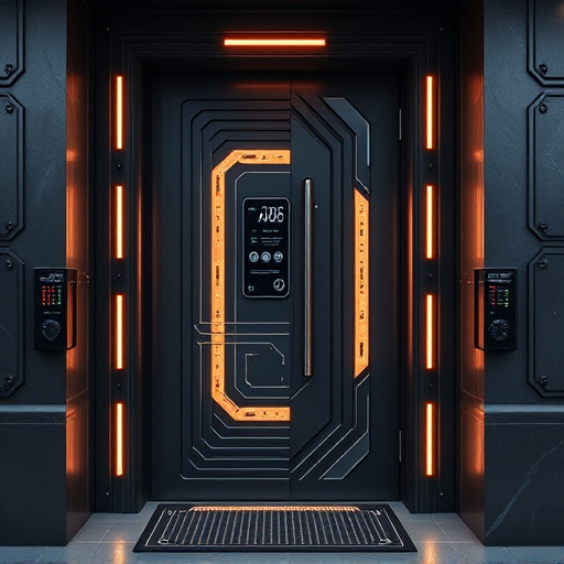 modular smart sensors on futuristic front door
