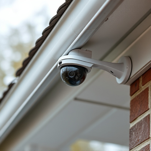 motion-activated surveillance camera under roof eaves