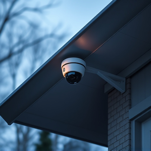motion-activated surveillance camera under roof eaves