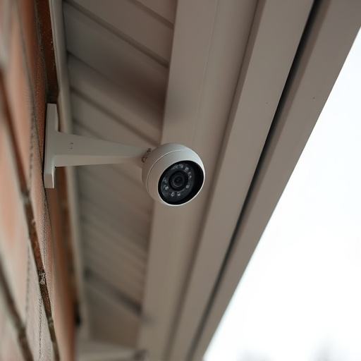 motion-activated surveillance camera under roof eaves