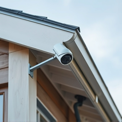 motion-activated surveillance camera under roof eaves