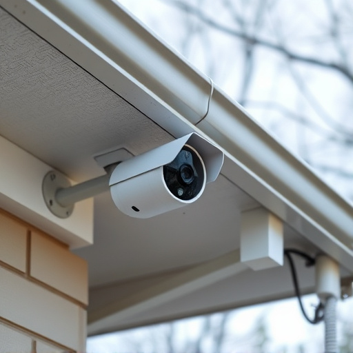 motion-activated surveillance camera under roof eaves