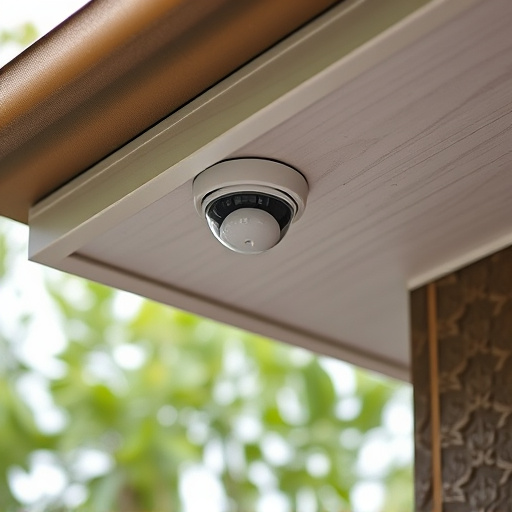 motion-activated surveillance camera under roof eaves