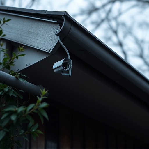motion-activated surveillance camera under roof eaves