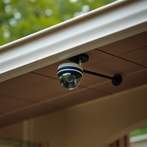 motion-activated surveillance camera under roof eaves