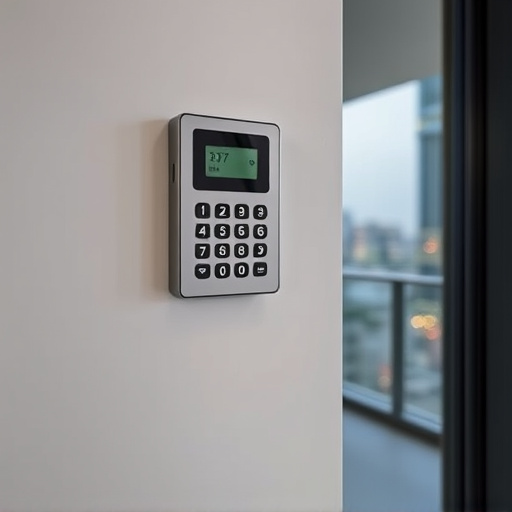 security keypad on modern apartment wall