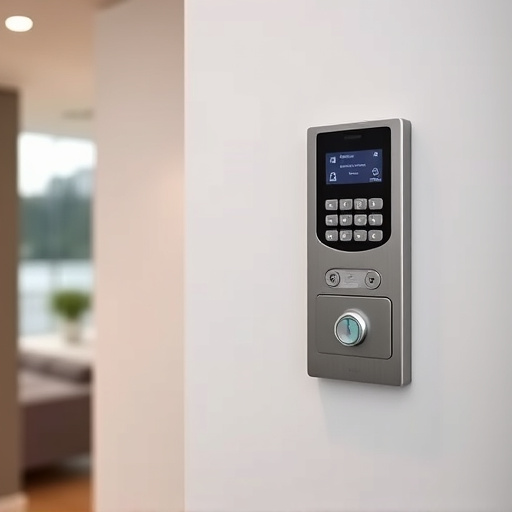 security keypad on modern apartment wall