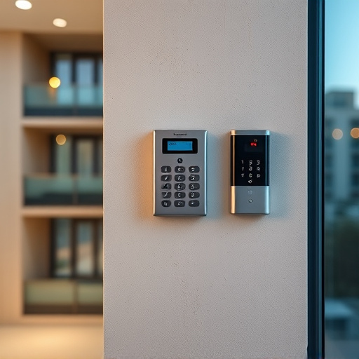 security keypad on modern apartment wall