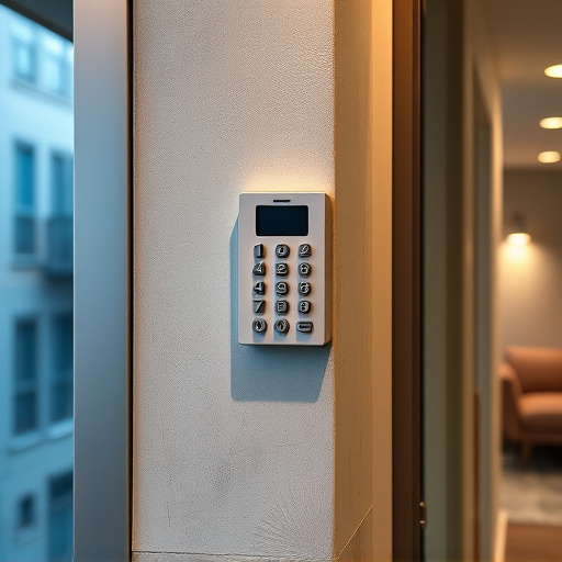security keypad on modern apartment wall