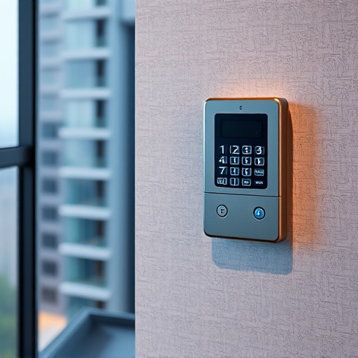 security keypad on modern apartment wall