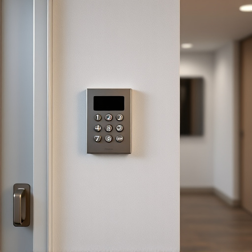 security keypad on modern apartment wall